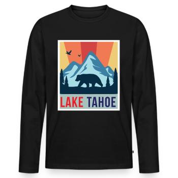 Lac Tahoe Grizzly Bear California Ski Mountains Cam - T-shirt manches longues Premium bio Homme - noir - Devant - Nico (187cm)
