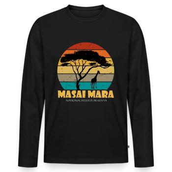 Serengeti Masai Mara National Reserve Kenya Safari - Men's Premium Organic Long Sleeve Shirt - black - Front - Nico (187cm)
