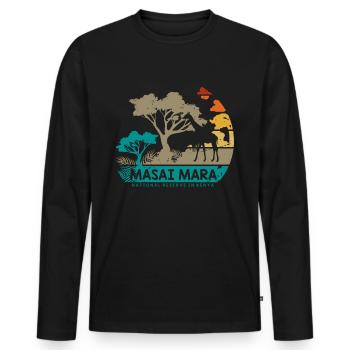 Masai Mara Safari National Reserve Kenya Serengeti - Men's Premium Organic Long Sleeve Shirt - black - Front - Nico (187cm)