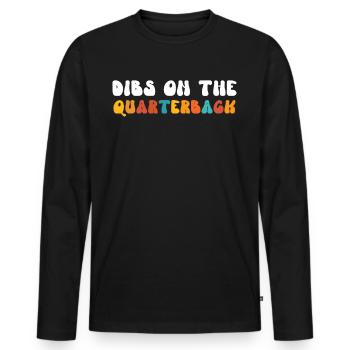 Retro Groovy Dibs sur le quarterback, drôle - T-shirt manches longues Premium bio Homme - noir - Devant - Nico (187cm)