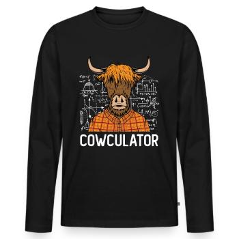 Cowculator - Men's Premium Organic Long Sleeve Shirt - black - Front - Nico (187cm)