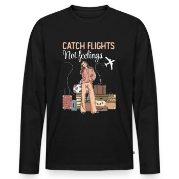 Catch Flights Not Feelings - Men's Premium Organic Long Sleeve Shirt - black - Front - Nico (187cm)