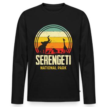 Serengeti Big Five Safari Souvenir Africa National - Men's Premium Organic Long Sleeve Shirt - black - Front - Nico (187cm)