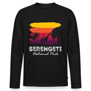 Serengeti Retro National Park Africa Giraffe Safari - Men's Premium Organic Long Sleeve Shirt - black - Front - Nico (187cm)