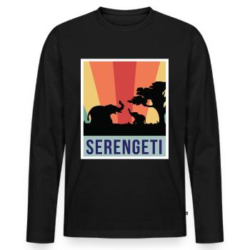 Elephant Safari National Park Serengeti Souvenir A - Men's Premium Organic Long Sleeve Shirt - black - Front - Nico (187cm)