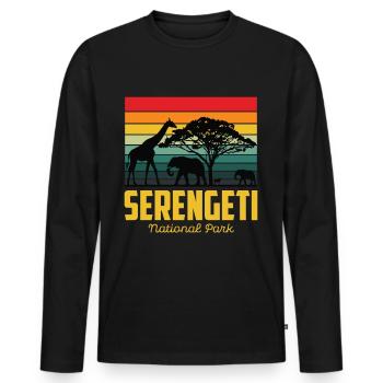 Serengeti Tanzania Safari Africa National Park Big - Men's Premium Organic Long Sleeve Shirt - black - Front - Nico (187cm)