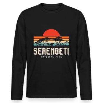 Safari Retro Serengeti National Park Sunrise - Men's Premium Organic Long Sleeve Shirt - black - Front - Nico (187cm)