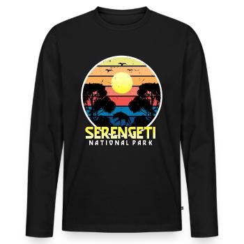 Africa Safari Serengeti National Park Tanzania Sava - Men's Premium Organic Long Sleeve Shirt - black - Front - Nico (187cm)