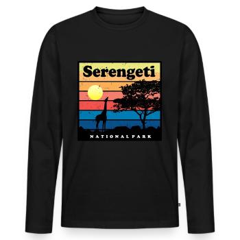 Safari Giraffe Serengeti Africa National Park Tans - Men's Premium Organic Long Sleeve Shirt - black - Front - Nico (187cm)
