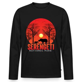 Wildlife Safari in Rhino Serengeti National Park be - Men's Premium Organic Long Sleeve Shirt - black - Front - Nico (187cm)