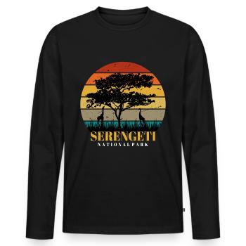 Giraffe Serengeti Safari Africa National Park Tansa - Men's Premium Organic Long Sleeve Shirt - black - Front - Nico (187cm)