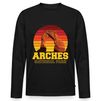 Arches Nationalpark Utah Schlucht - Männer Premium Bio Langarmshirt - Schwarz - Vorne - Nico (187cm)
