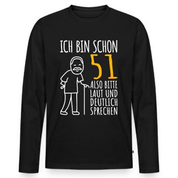 51 Geburtstag Mann Geschenk Lustig 51er 51 Jahre - Männer Premium Bio Langarmshirt - Schwarz - Vorne - Nico (187cm)