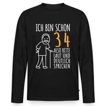 34 Geburtstag Mann Geschenk Lustig 34er 34 Jahre - Männer Premium Bio Langarmshirt - Schwarz - Vorne - Nico (187cm)