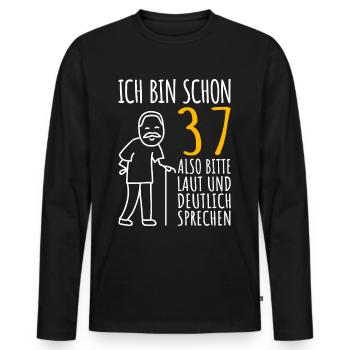 37 Geburtstag Mann Geschenk Lustig 37er 37 Jahre - Männer Premium Bio Langarmshirt - Schwarz - Vorne - Nico (187cm)