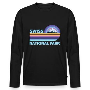 Parc National Suisse Neige Engadine Cam - T-shirt manches longues Premium bio Homme - noir - Devant - Nico (187cm)