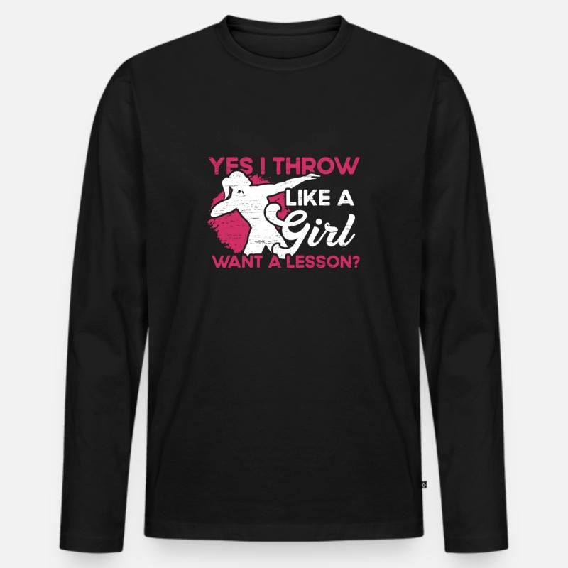 Ich Werfe Wie Ein Mädchen - Männer Premium Bio Langarmshirt - Schwarz