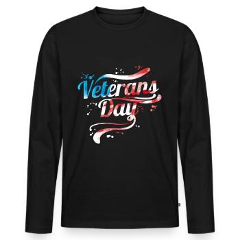 US Flag Colored Logo For Veterans Day - Männer Premium Bio Langarmshirt - Schwarz - Vorne - Nico (187cm)