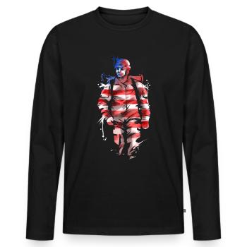 US Soldier In Us Flag Colours 4th Of July - Männer Premium Bio Langarmshirt - Schwarz - Vorne - Nico (187cm)