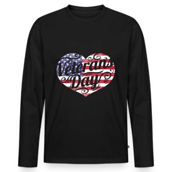 American Flag Heart for Veterans Day - Männer Premium Bio Langarmshirt - Schwarz - Vorne - Nico (187cm)