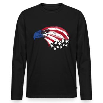 Bald Eagle US Flag Colors Patriotic 4th Of July - Männer Premium Bio Langarmshirt - Schwarz - Vorne - Nico (187cm)