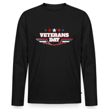 Logo For Veterans Day - Men's Premium Organic Long Sleeve Shirt - black - Front - Nico (187cm)