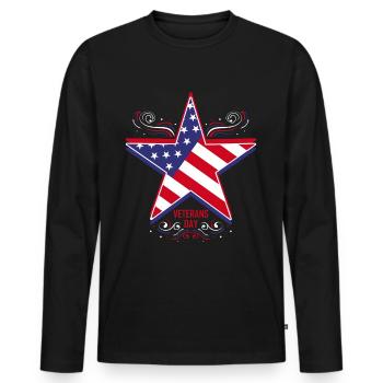 Big Star In Us Flag Colors For Veterans Day - Männer Premium Bio Langarmshirt - Schwarz - Vorne - Nico (187cm)