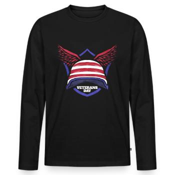Patriotic Helmet And Wings On Veterans Day - Männer Premium Bio Langarmshirt - Schwarz - Vorne - Nico (187cm)