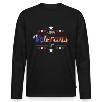 Happy Veterans Day - Men's Premium Organic Long Sleeve Shirt - black - Front - Nico (187cm)