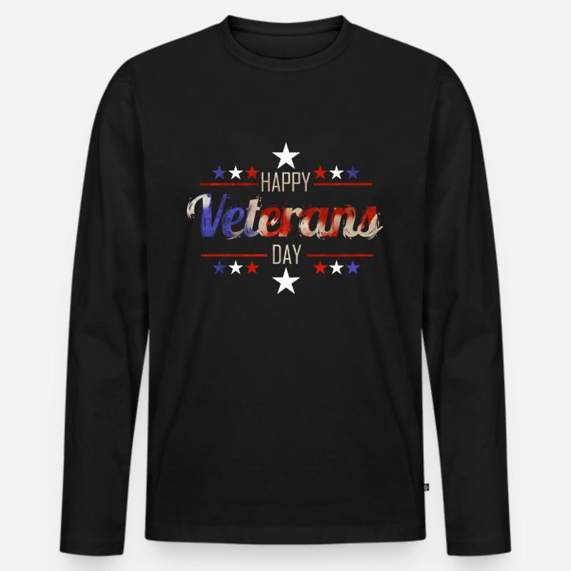 Happy Veterans Day - Männer Premium Bio Langarmshirt - Schwarz