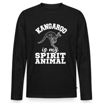 Kangaroo Spirit Animal Australien Outback Beutelti - Männer Premium Bio Langarmshirt - Schwarz - Vorne - Nico (187cm)