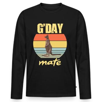 Känguru G'day Outback Australien Beuteltiere Kängu - Männer Premium Bio Langarmshirt - Schwarz - Vorne - Nico (187cm)