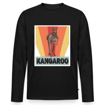 Kangourou Rétro Outback Australie Marsupiaux Kangourou - T-shirt manches longues Premium bio Homme - noir - Devant - Nico (187cm)