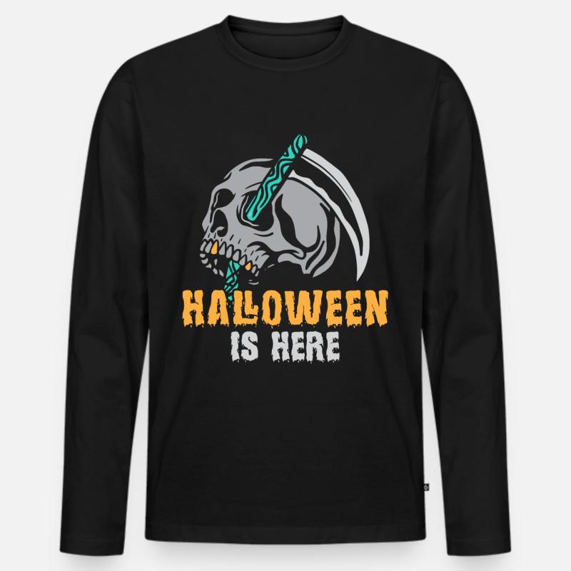 Halloween-Sensenmann-Engel des Todes - Männer Premium Bio Langarmshirt - Schwarz