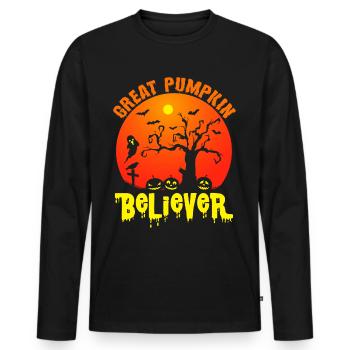 Albtraum-Kürbis-Halloween-Party-Hexe-Geist - Männer Premium Bio Langarmshirt - Schwarz - Vorne - Nico (187cm)