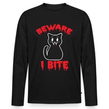 Vampirkatzen-Halloween-Party-Blutbiss-Albtraum-Kat - Männer Premium Bio Langarmshirt - Schwarz - Vorne - Nico (187cm)