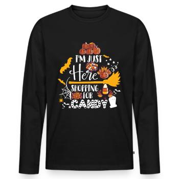 Mond-Halloween-Party-Albtraum, der glückliches Hal - Männer Premium Bio Langarmshirt - Schwarz - Vorne - Nico (187cm)