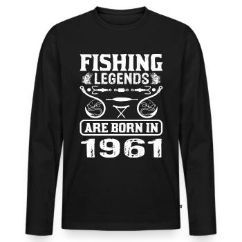 Les légendes de la pêche sont nées en 1961 - T-shirt manches longues Premium bio Homme - noir - Devant - Nico (187cm)
