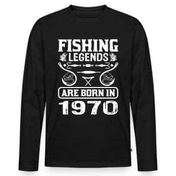 Les légendes de la pêche sont nées en 1970 - T-shirt manches longues Premium bio Homme - noir - Devant - Nico (187cm)