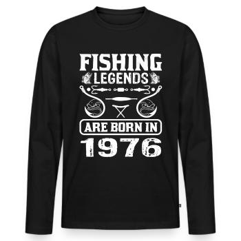 Les légendes de la pêche sont nées en 1976 - T-shirt manches longues Premium bio Homme - noir - Devant - Nico (187cm)