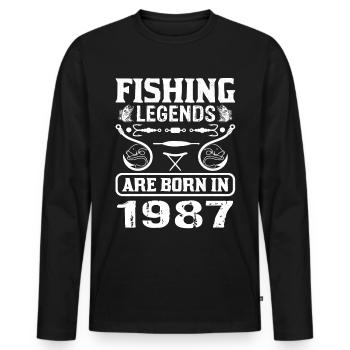 Fishing Legends Are Born In 1987 - Männer Premium Bio Langarmshirt - Schwarz - Vorne - Nico (187cm)