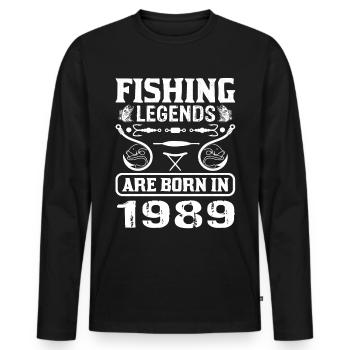 Les légendes de la pêche sont nées en 1989 - T-shirt manches longues Premium bio Homme - noir - Devant - Nico (187cm)