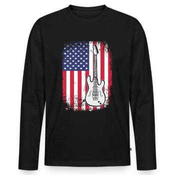 Gitarrist Gitarrenspieler Gitarrenmusiker Rockband - Männer Premium Bio Langarmshirt - Schwarz - Vorne - Nico (187cm)