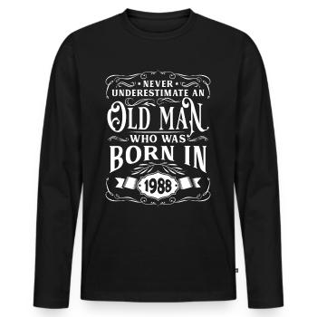 1988 Cadeau d’anniversaire Bursdag vintage - T-shirt manches longues Premium bio Homme - noir - Devant - Nico (187cm)