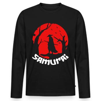 Samouraï Katana Épée Guerrier Asiatique Ninja J - T-shirt manches longues Premium bio Homme - noir - Devant - Nico (187cm)