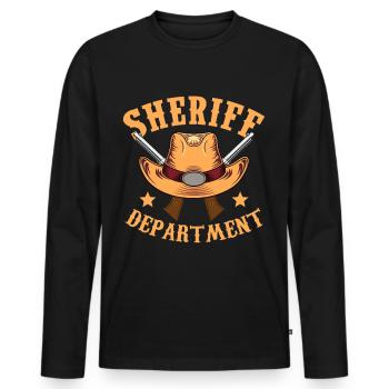 Département du shérif Chapeau de cowboy Revolver Sheriff Star - T-shirt manches longues Premium bio Homme - noir - Devant - Nico (187cm)
