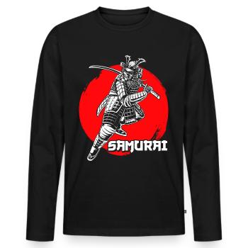 Samurai Japanese Bloodstain Katana Schwert Asian W - Männer Premium Bio Langarmshirt - Schwarz - Vorne - Nico (187cm)