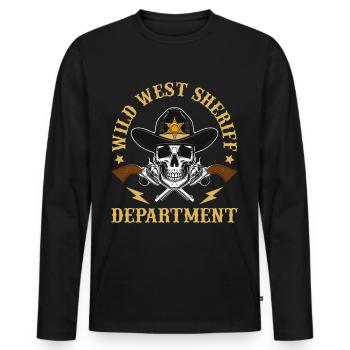 Sheriff West Department Skull Pistols Sheriff Star - T-shirt manches longues Premium bio Homme - noir - Devant - Nico (187cm)