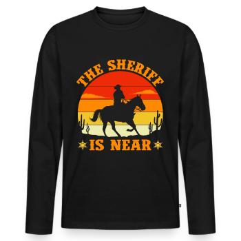 Cowboy Sheriff Pistols Sheriff Star Western - T-shirt manches longues Premium bio Homme - noir - Devant - Nico (187cm)