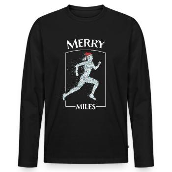 Jogging Joggers Running Santa Claus Hat Christmas Time - Men's Premium Organic Long Sleeve Shirt - black - Front - Nico (187cm)